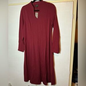 J. Jill Wearever Collection Burgundy Long Sleeve Dress
